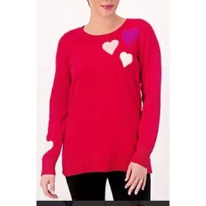 Belle Kim Gravel XXS Extra Extra Small Sweater 0 2  Red Fuzzy Hearts Thin NEW